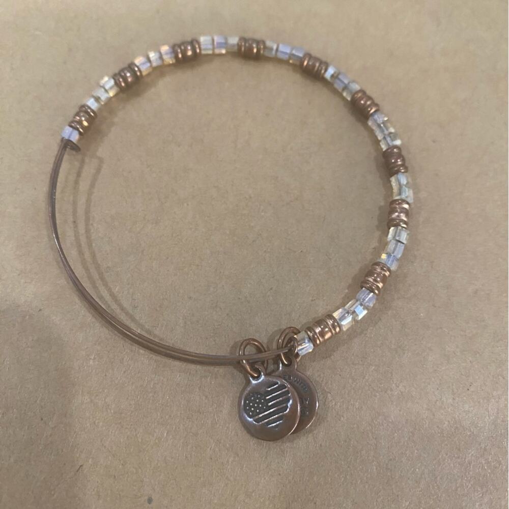 Alex and Ani Rose Gold Clear Beaded Bracelet